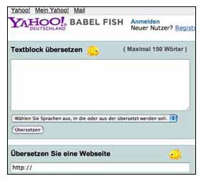 Babel Fish automatischer Online Übersetzer